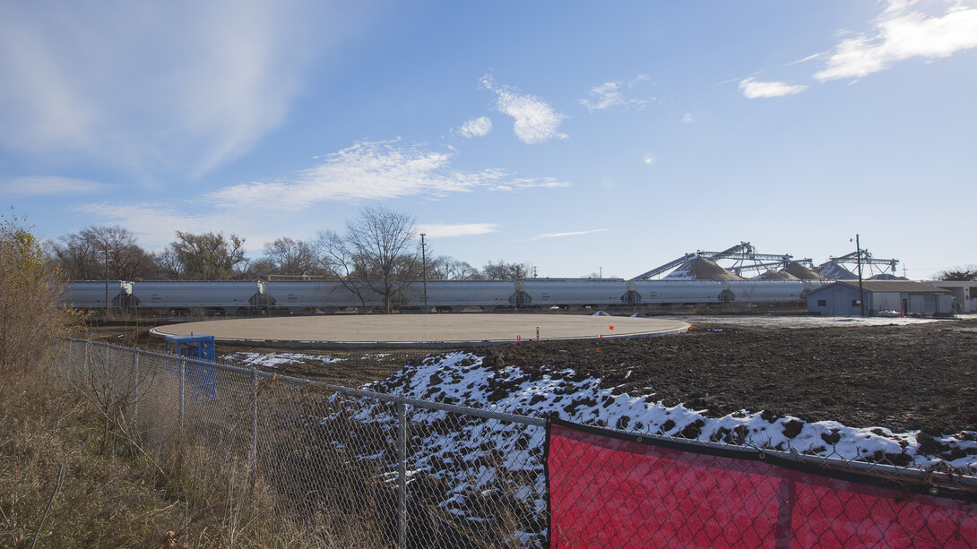 The foundation for the 8.1 million gallon thermal energy storage tank on City Campus has been completed. Work on the tank itself will start this month.