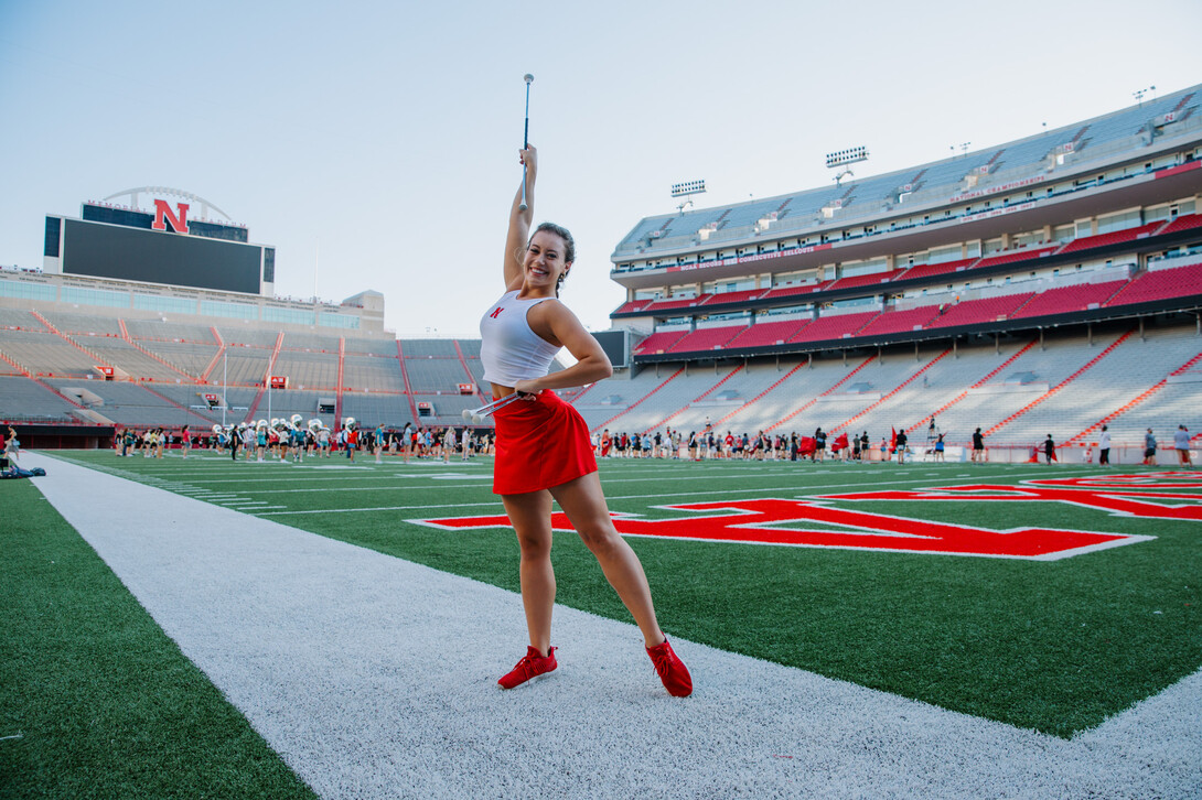 Steffany Lien of Lincoln is a six-time gold medalist at the baton twirling World Championships and one of two twirlers for the Cornhusker Marching Band.  