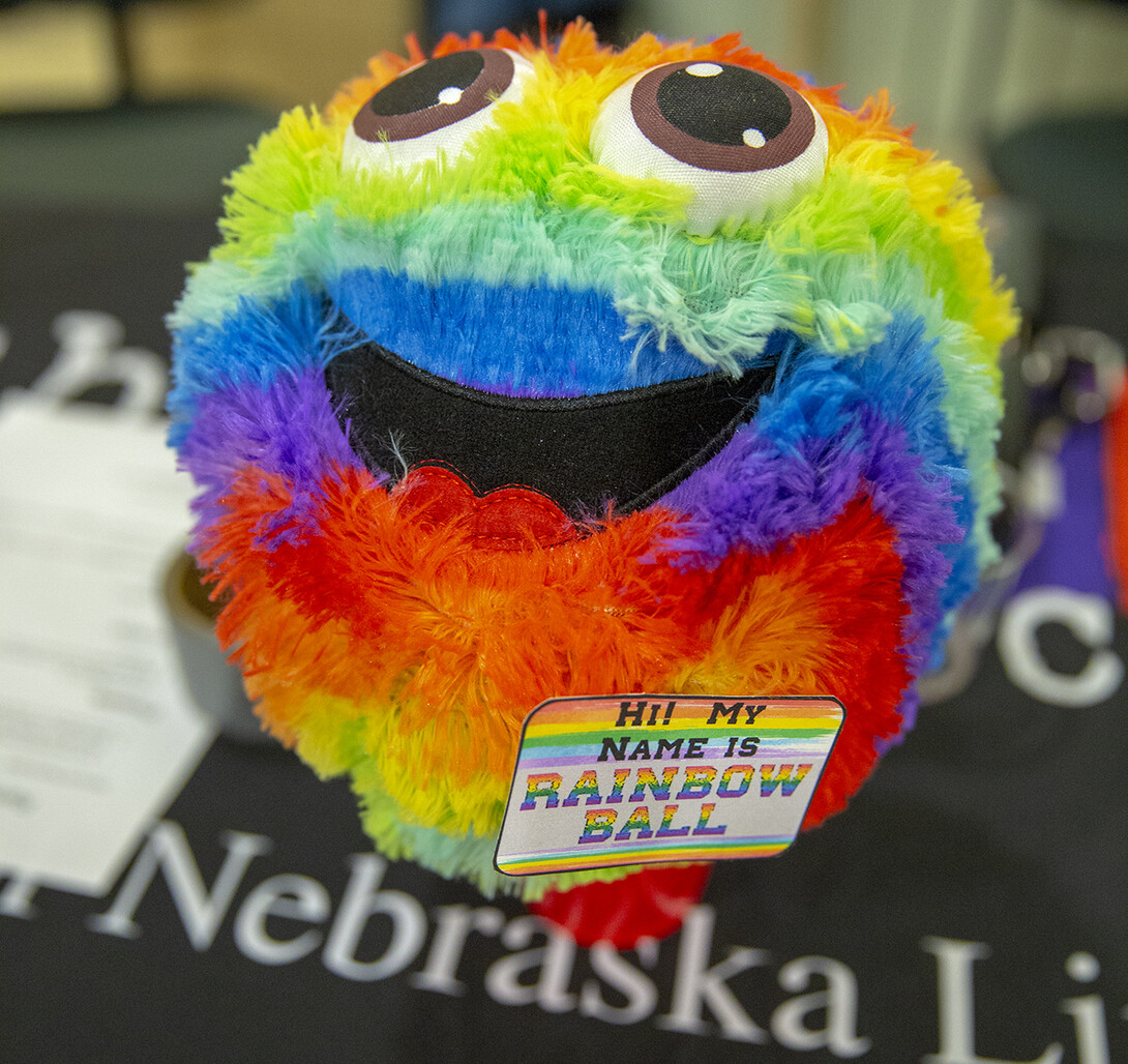 A multi-color ball greeted students at the door to the 2019 Rainbow Ball. 