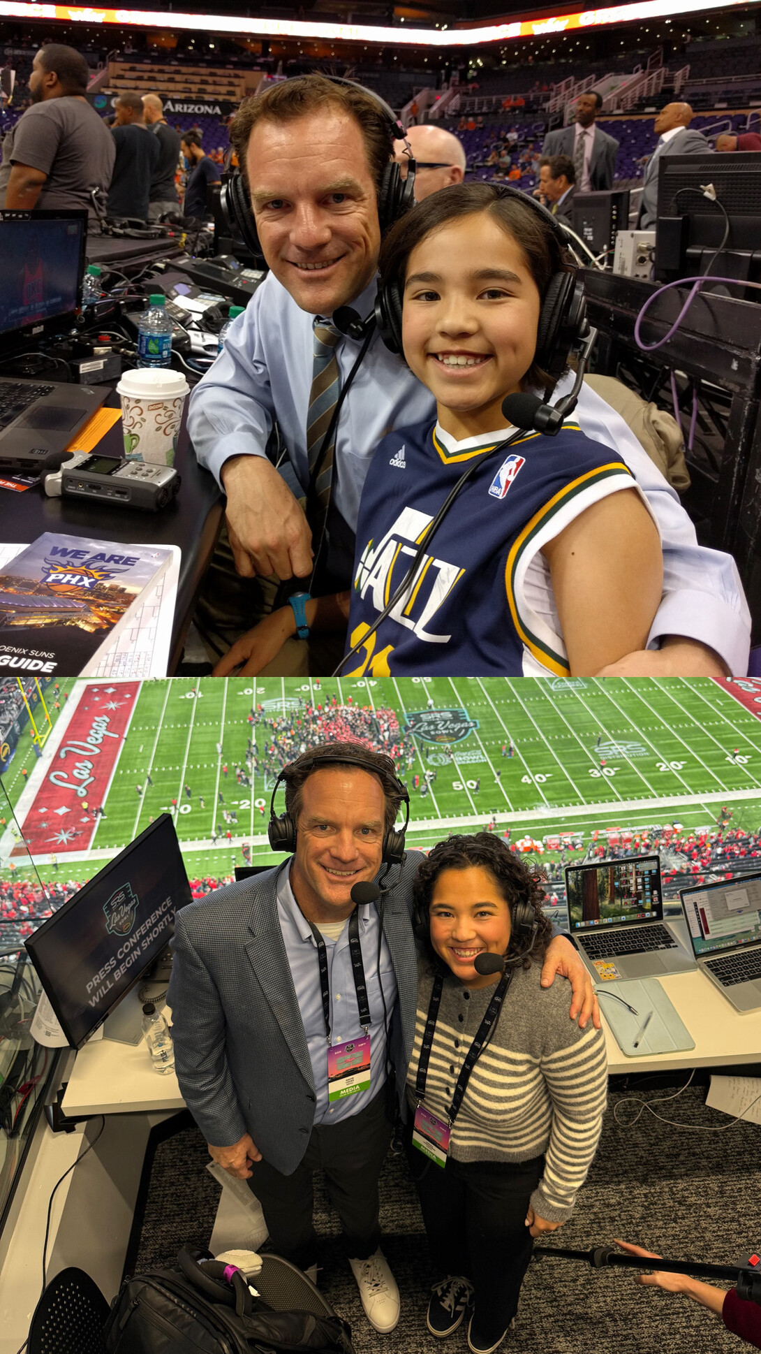 Doleman, with her father at a young age, (top), and at the Husker game (below).