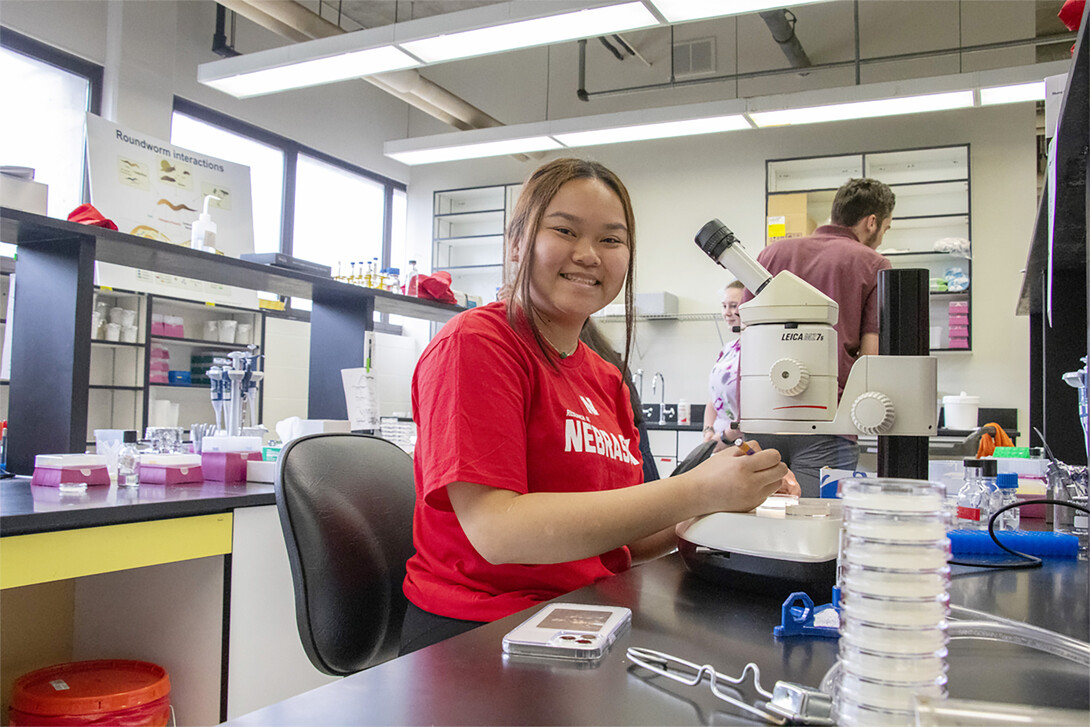 Ahn Le is shown working in a research lab