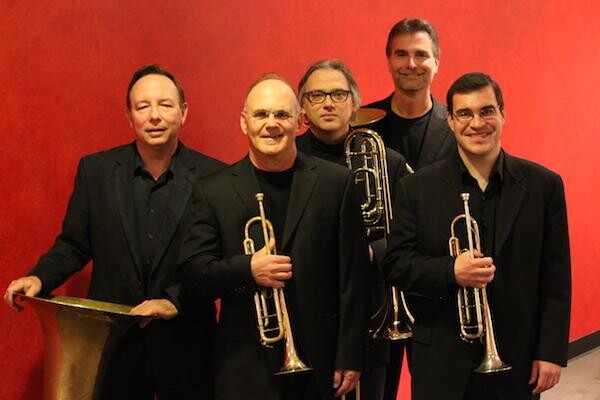 The University of Nebraska Brass Quintet includes (from left) Craig Fuller, K. Craig Bircher, Scott Anderson, Alan Mattingly and Scott Quackenbush.