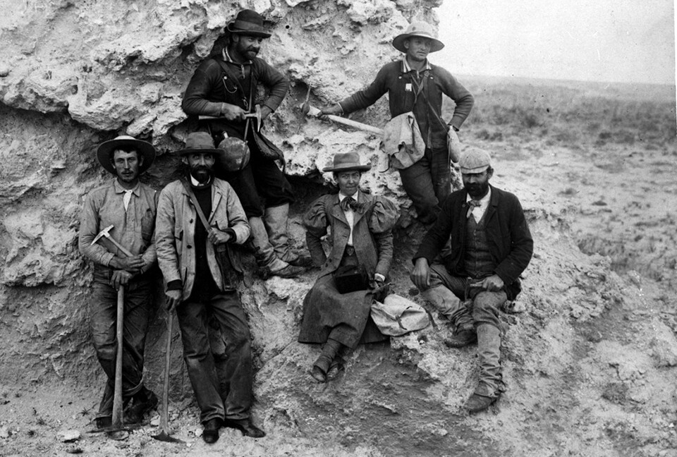 Carrie Barbour (seated, middle), an art instructor, poses with other members of a paleontology dig crew in this image by her brother, E.H. Barbour. This image is included in Kay Logan-Peters' new book, "University of Nebraska–Lincoln."