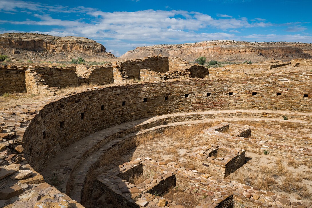 A kiva, or round room, is shown at Pueblo Bonito inside Chaco Culture National Historical Park in New Mexico. 
