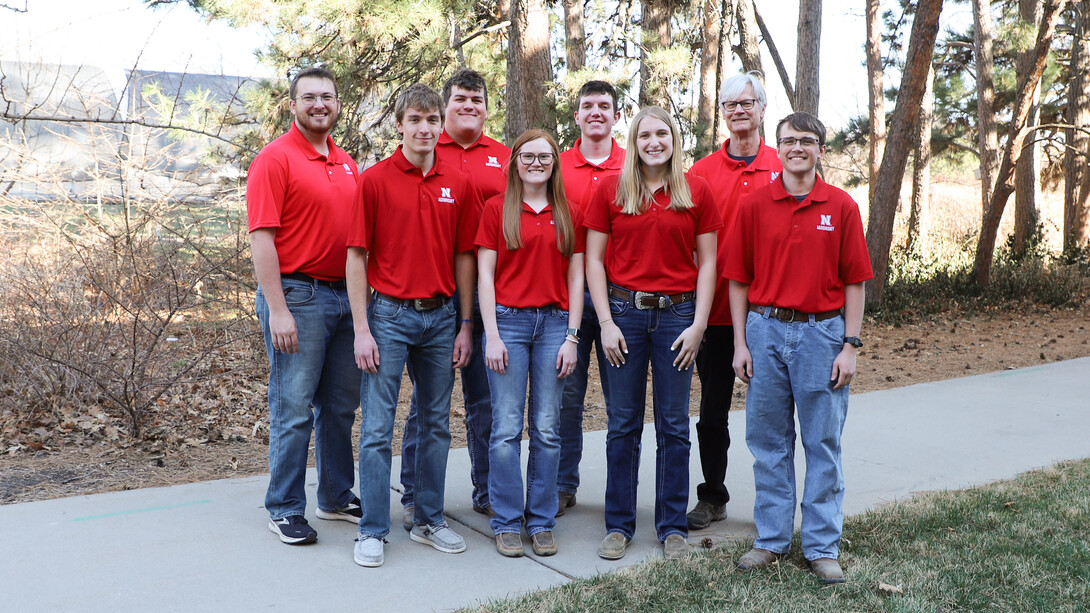 University of Nebraska–Lincoln’s Crops Judging Team includes Will Stalder, (front row, from left), Maggie Walker, Kailey Zielgler, and Daniel Frey, Garrett Kuss, (back row, from left), Logan Nelson, Zach Nienhueser and Don Lee.