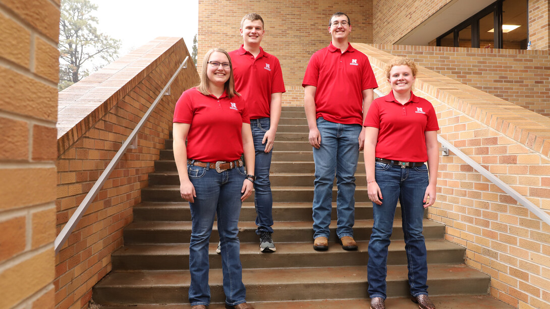 Nebraska's winning Crops Judging team includes agronomy majors Katie Steffen, left, Jared Stander, Korbin Kudera and Sarina Janssen.