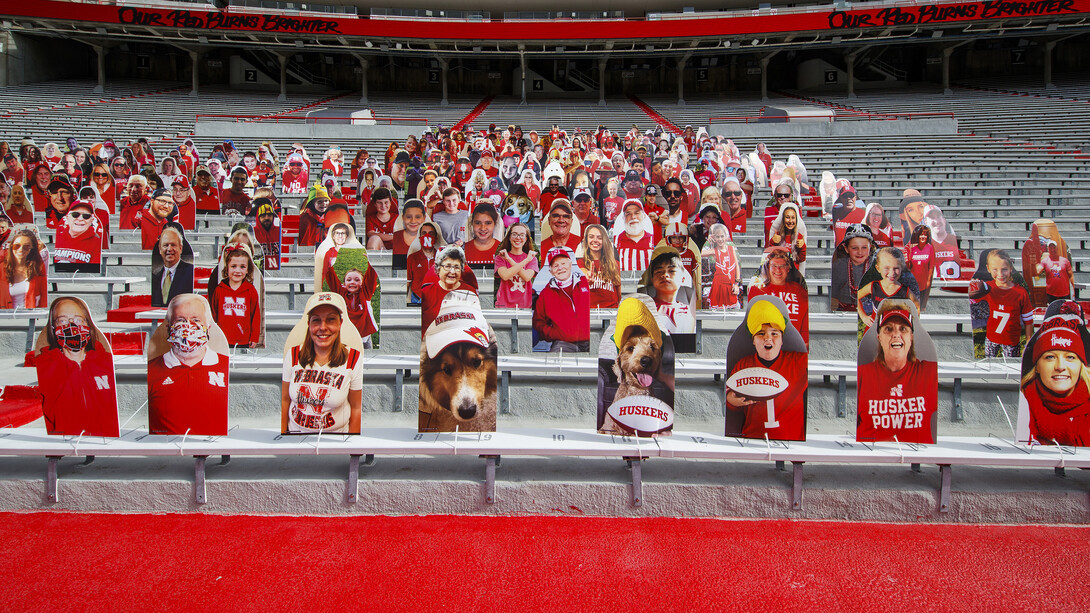 Memorial Stadium cut-out fans