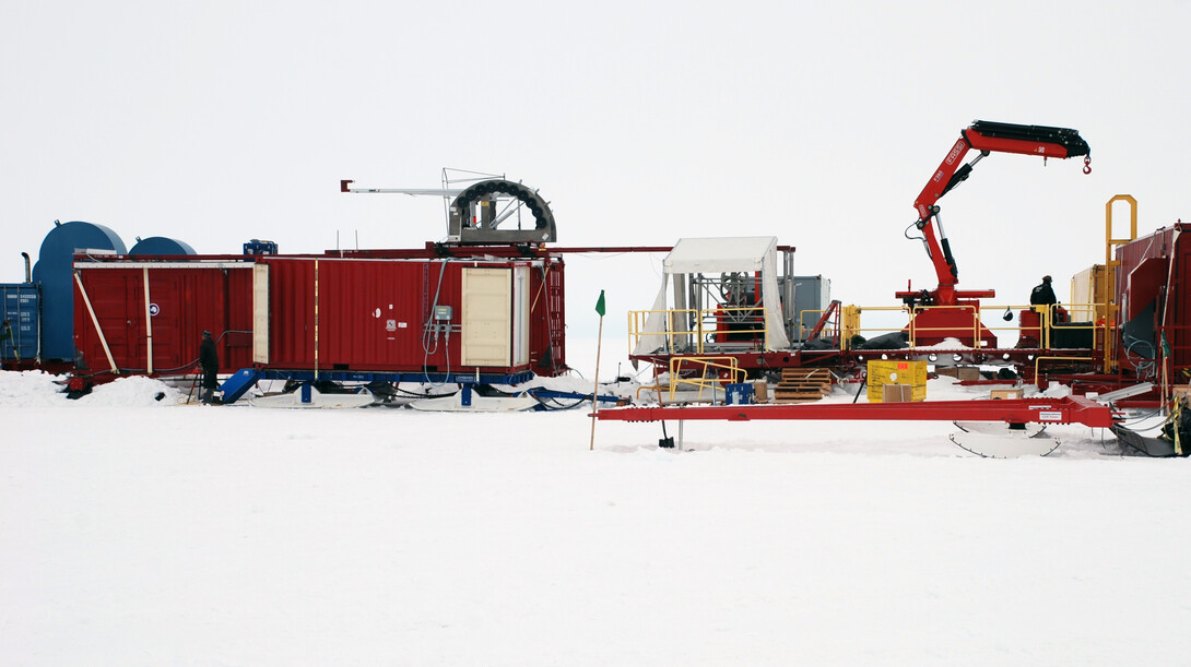 Pictured is the Whillans Ice Stream Subglacial Access Research Drilling (WISSARD) project base in Antarctica.