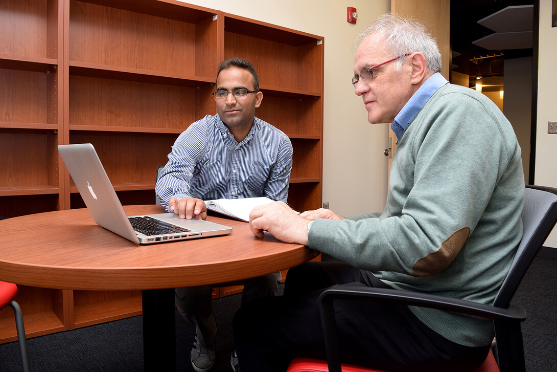 UNL postdoctoral researcher Manoj Kumar and Josep Anglada Rull (right), senior researcher at the Spanish National Research Council.