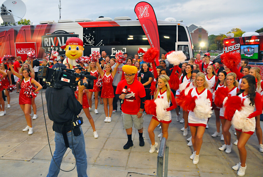 HLN's Carlos Diaz during a live Oct. 4 broadcast on the Nebraska Union Plaza.