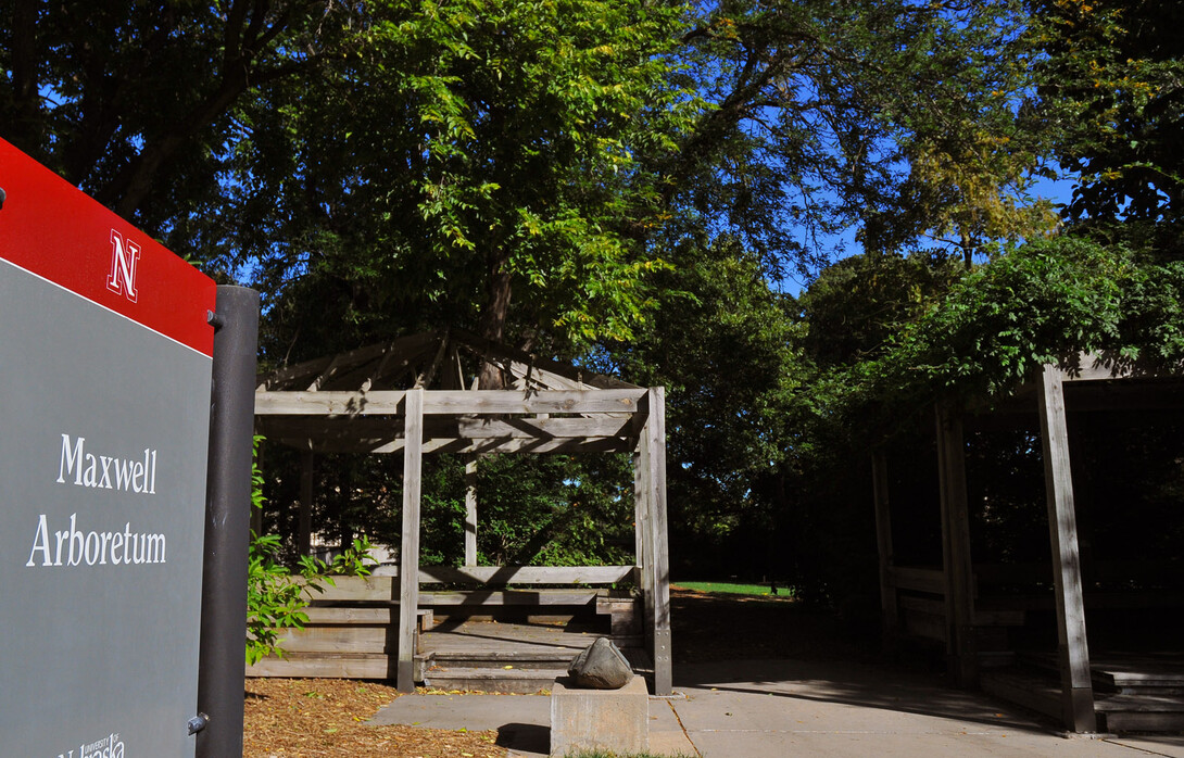 A primary entrance to Maxwell Arboretum, located east of the UNL Dairy Story on the East Campus Loop Road.