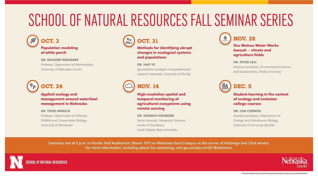 SNR Fall 2018 Seminar schedule