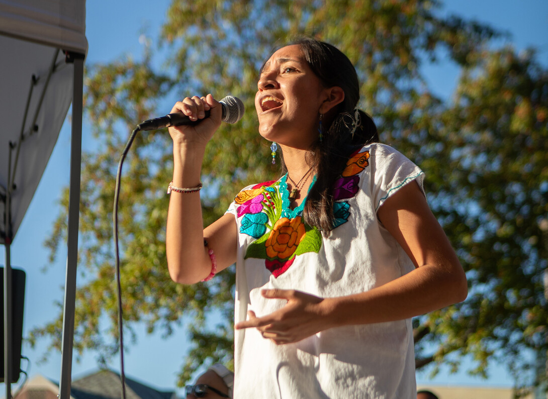 Mariana Hernandez-Moreno, a freshman music education major from Omaha, performs.