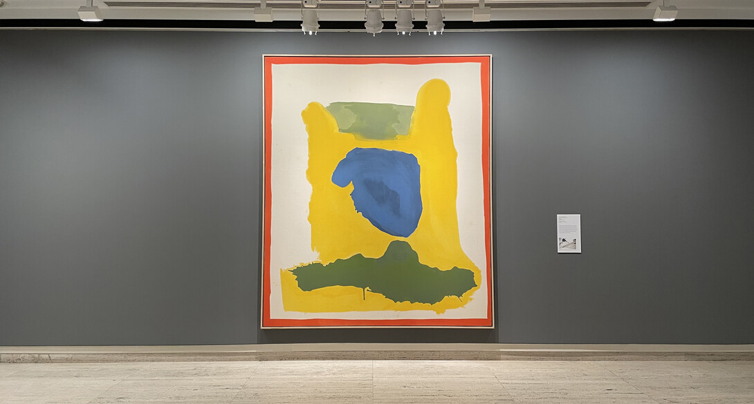 "Red Frame," a painting by Helen Frankenthaler is on view in the exhibition "Sheldon in Focus: The New York School."