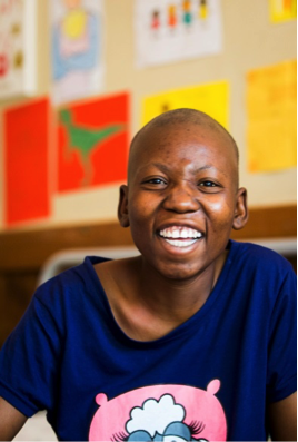 Grace Abraham, during her treatment for cancer in Botswana
