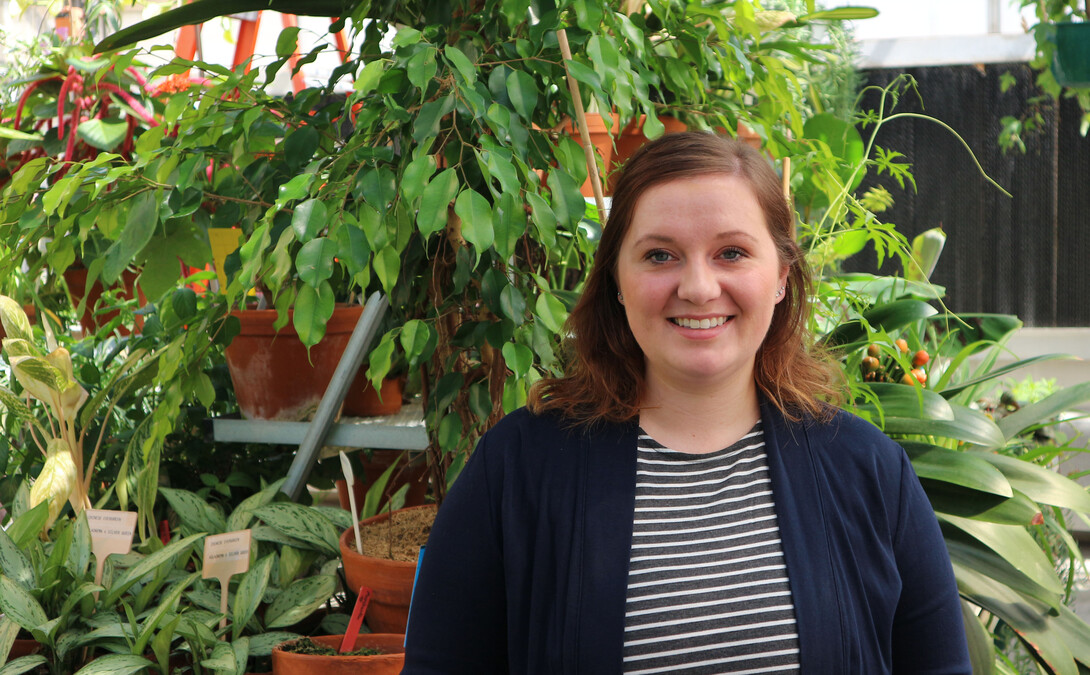 Allison Barnes in the Beadle Center Greenhouse