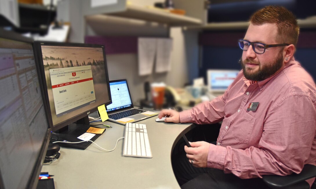 Brandon Young and the rest of Nebraska's Computer Help Center and Repair Shop staff have moved into Love Library South.