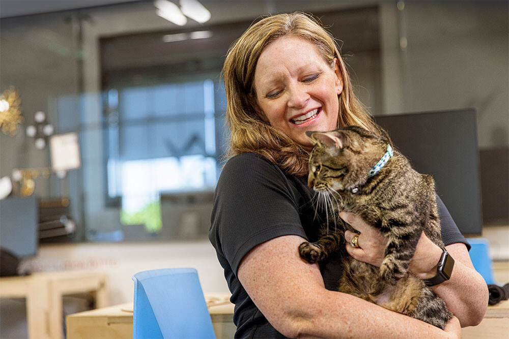 Beth Galles and Olive the cat