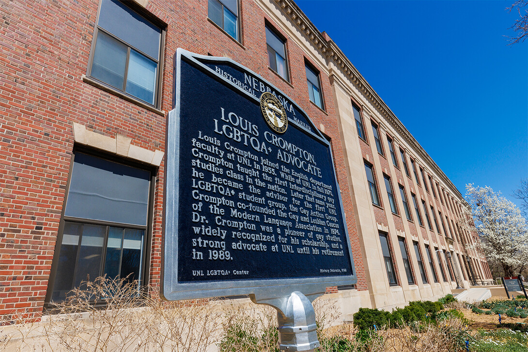 Historical marker for Louis Crompton