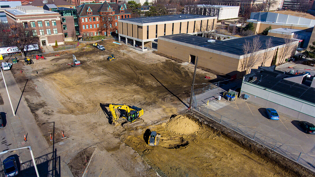 Excavated parking lots