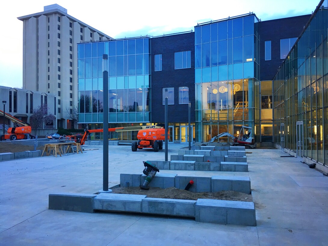 The Willa Cather Dining Complex is located along 17th Street, immediately east of Cather and Pound residence halls.