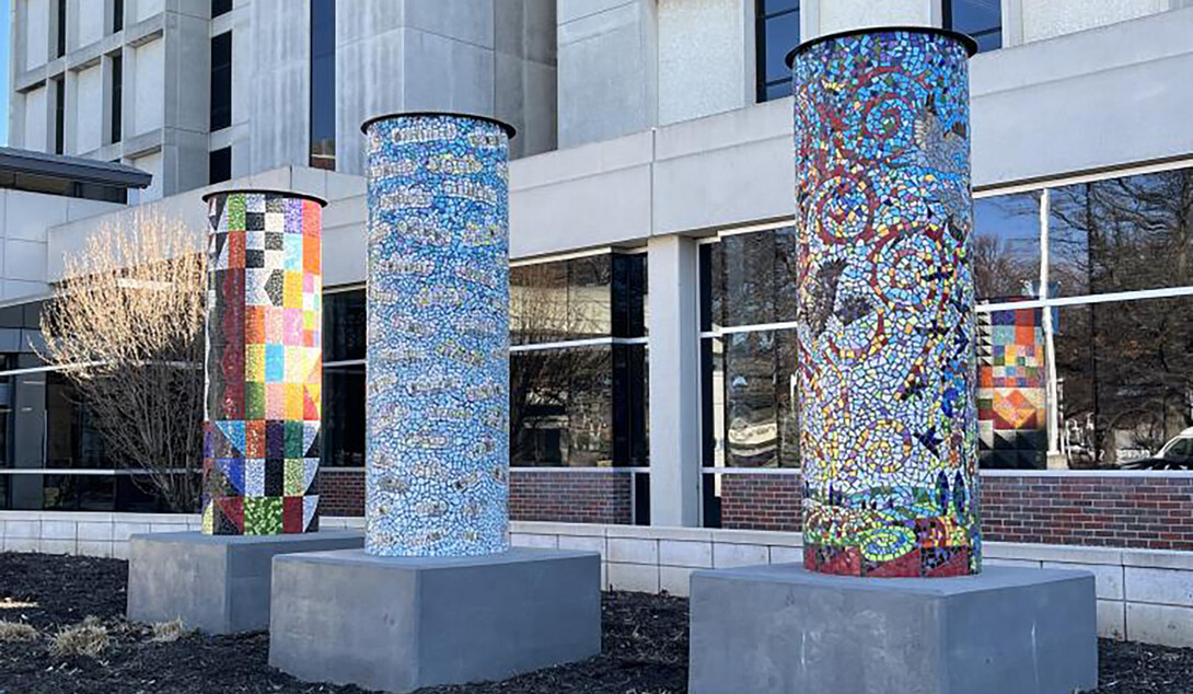 Three pillar mosaics were installed at Bryan West