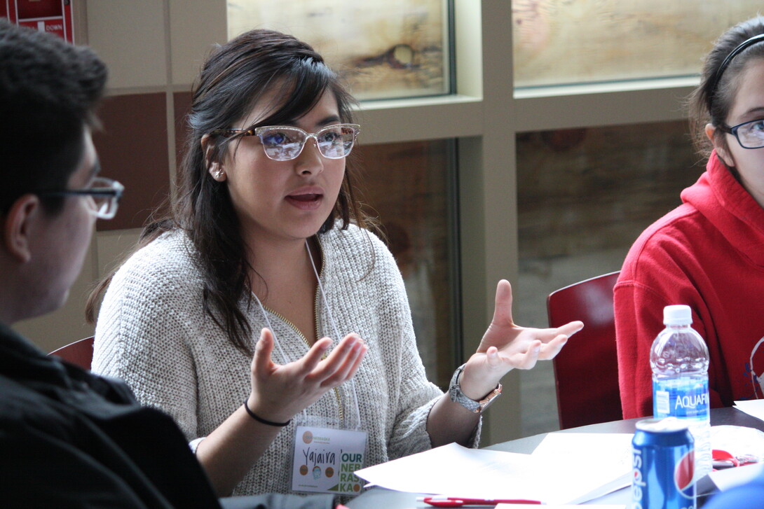 Student Yajaira Lopez-Villa engages in a discussion during 2017 Our Nebraska events.