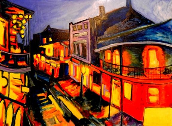 "Bourbon Street No. 7" by Jim Jacobi is featured in "Nebraska Alumni Artists 1983-1988." The exhibition, which is on display in the Eisentrager•Howard Gallery in Richards Hall, closes with an Aug. 3 First Friday celebration.