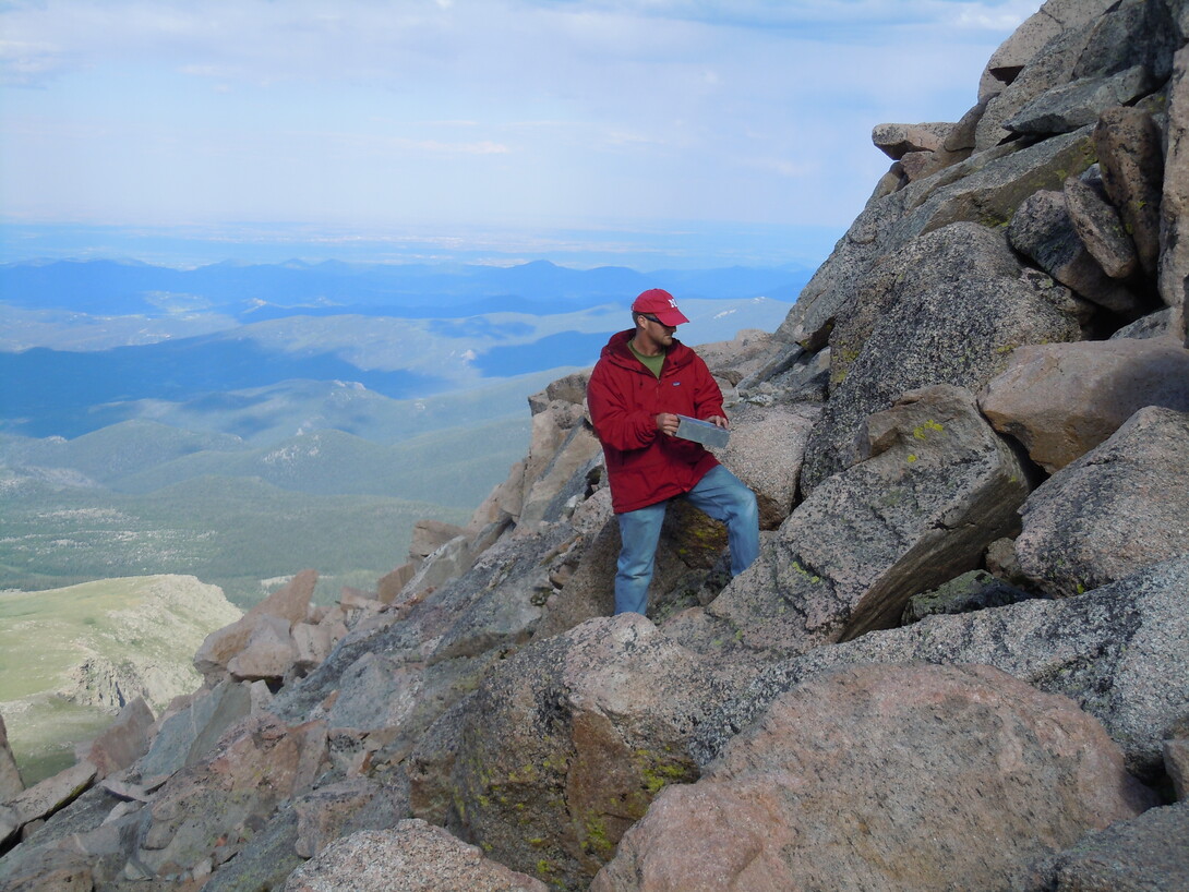 Jay Storz on Mt. Evans in Colorado, June 2010. 