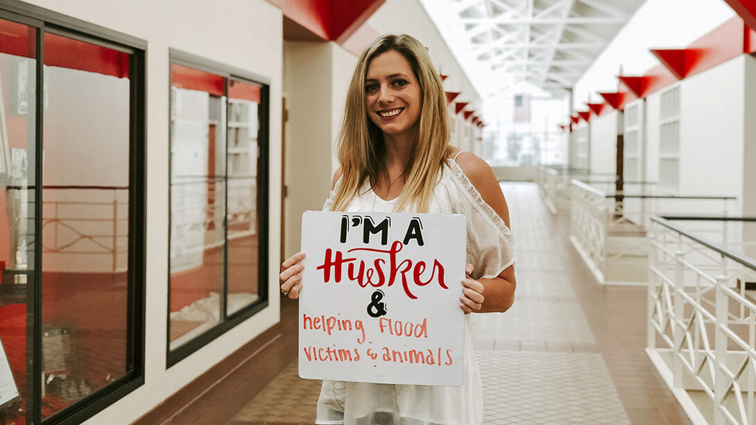 Katelyn Petersen, a senior animal science major, gathered donations and provided veterinary goods to Nebraska flood victims.