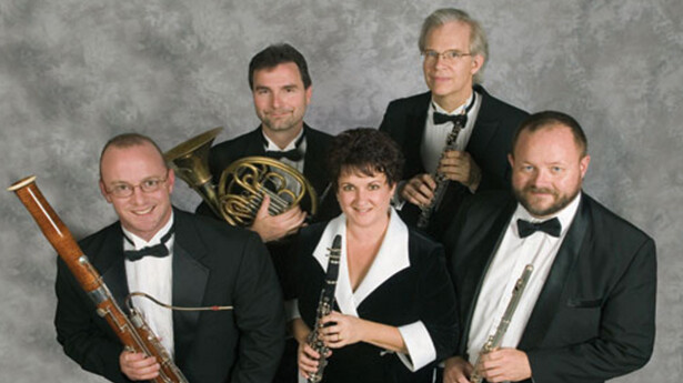 Moran Woodwind Quintet includes (clockwise from bottom left) Jeffrey McCray, Alan Mattingly, William McMullen, John Bailey and Diane Barger.