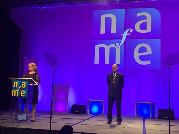 Glenn Nierman (right), professor of music education, during his induction as a Lowell Mason Fellow by the National Association for Music Education.