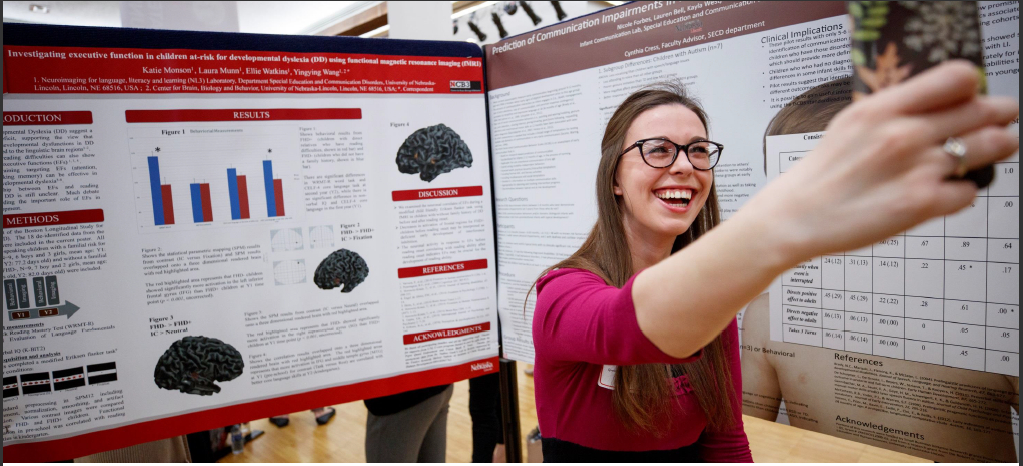 A student presents undergraduate research in 2019.