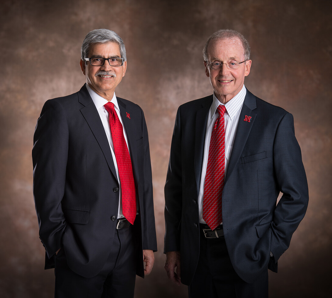 Vice Chancellor Prem S. Paul (left) and Chancellor Harvey Perlman