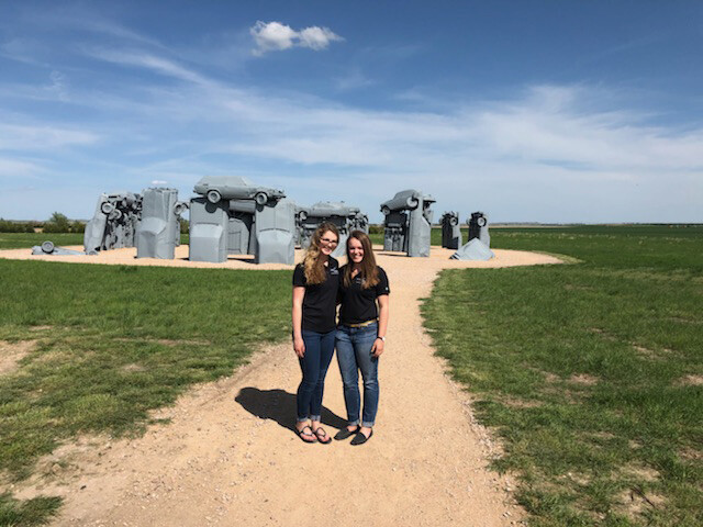 Nebraska's Emily Frenzen and Sage Williams visited Carhenge in Alliance while looking for ideas to improve the High Plains Museum in McCook.