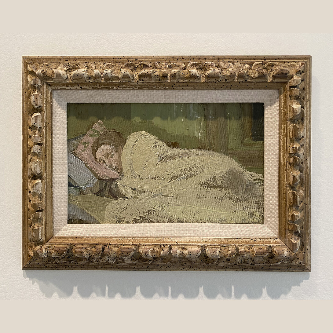  "Sleeping Woman," a 1983 oil painting by Harry Orlyk, is on view at Sheldon Museum of Art in "Framing a Legacy: Gifts from Ann and James Rawley."