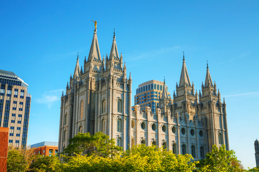 Mormon Temple in Salt Lake City, Utah, is pictured.