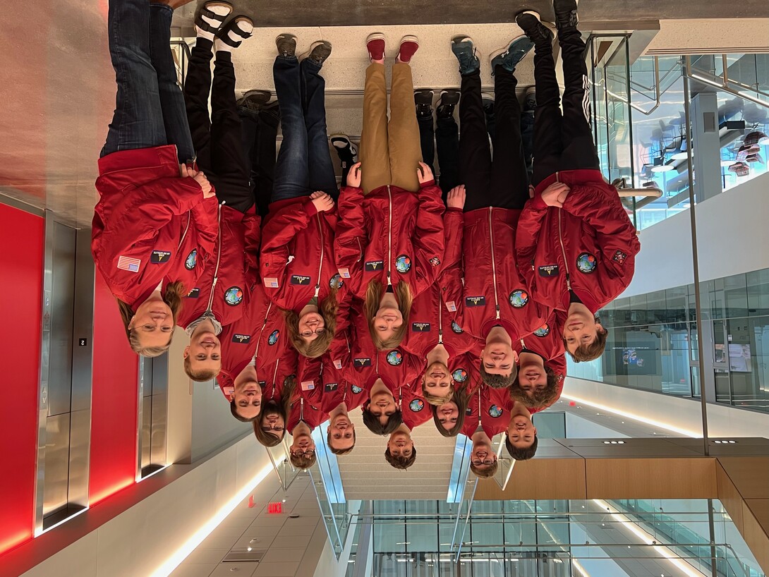 The Big Red Satellite Team from Nebraska Engineering poses for a group photo.