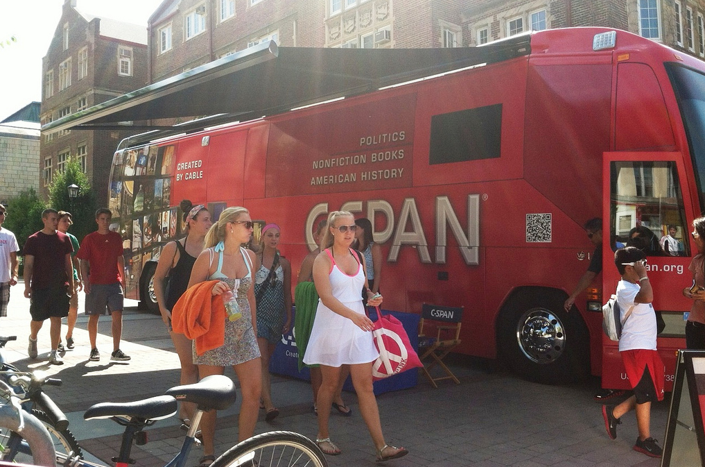 The C-SPAN bus during a stop at the University of Wisconsin. The bus will stop at UNL on Oct. 15.