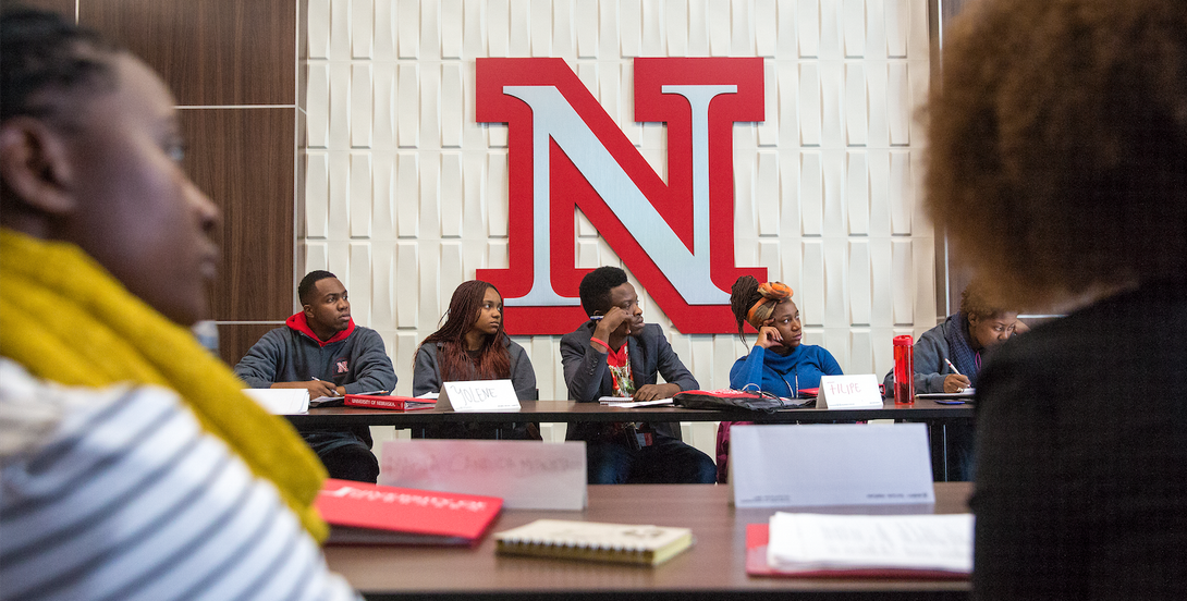 Visiting African students listen during a recent presentation. This is the third year that students from African have been embedded at UNL through the United States Institute on Civic Engagement.