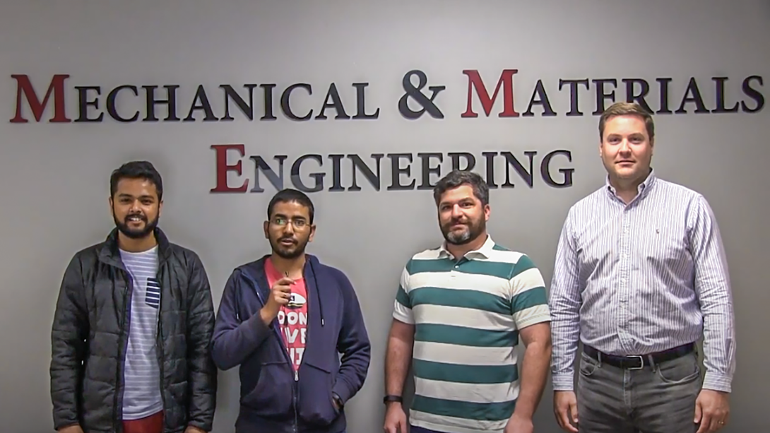 UNL I-Corps team, from left, Rakesh Karunakaran, Guru Madireddy, Andrew Zimbroff and Michael Sealy.