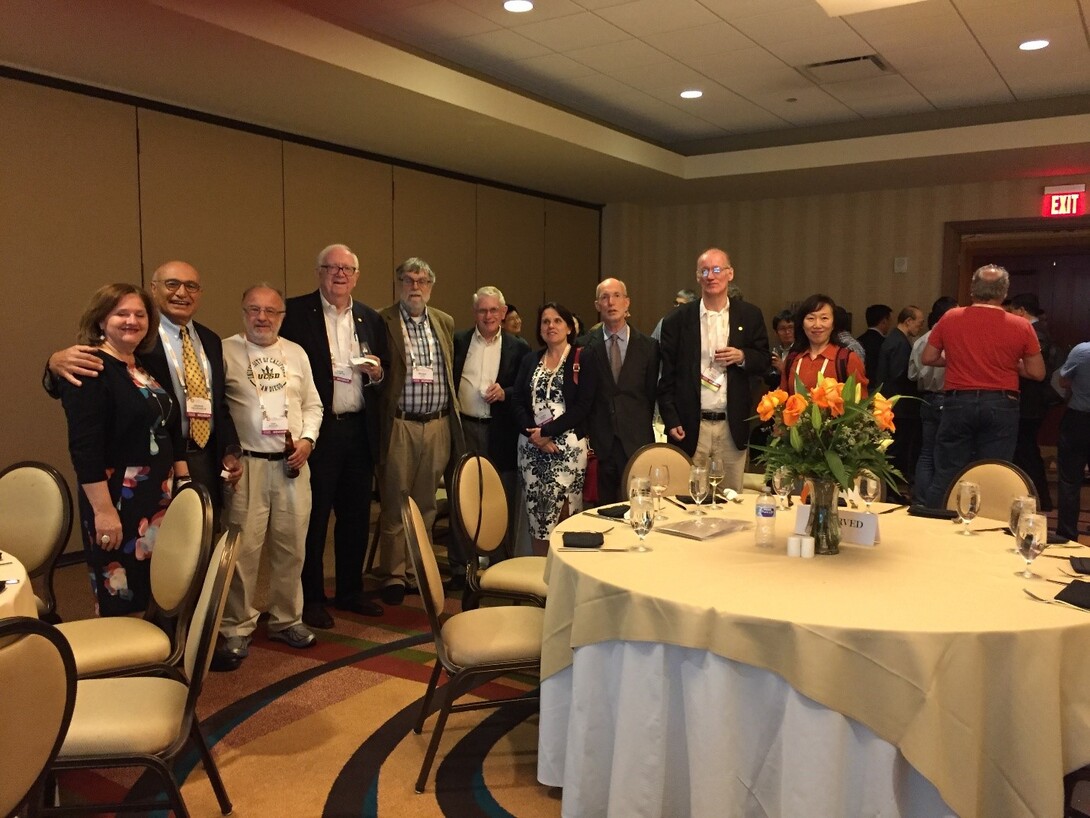 The Materials Research Society honored the achievements of Nebraska’s David Sellmyer. The celebration included (from left) Voula and George Hadjipanayis, Ivan Schuller, Sellmyer, Mike Coey, Jim Rhyne, Claudia Felser, Stu Parkin, Ralph Skomski and Jianing Sun. 