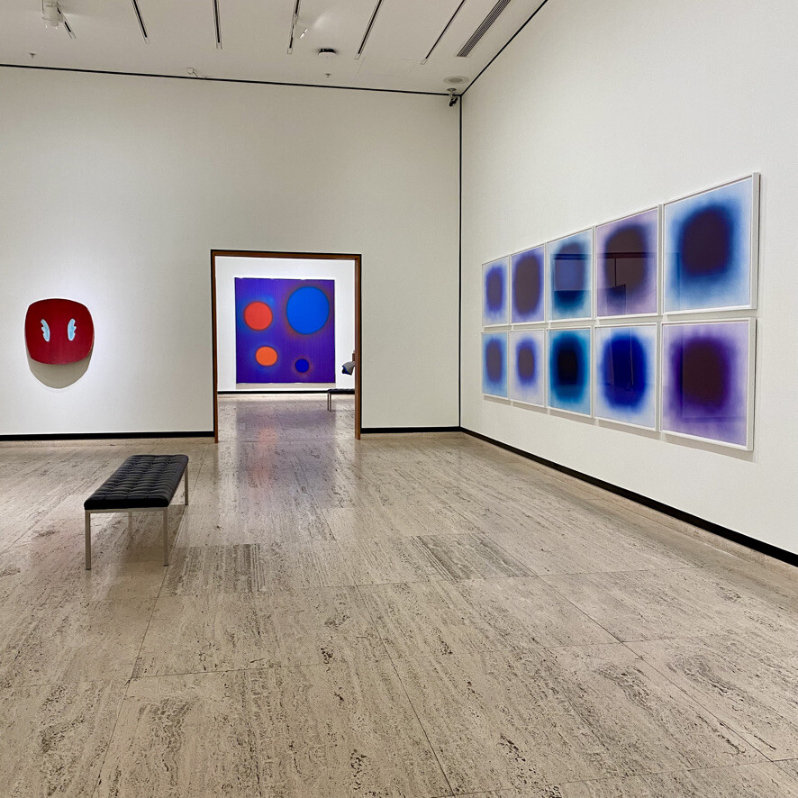 Abstract artworks by Ron Gorchov, Dan Christensen and Anish Kapoor hang in the Sheldon Museum of Art. They works are part of the new exhibition, "Point of Departure: Abstraction 1858-Present."