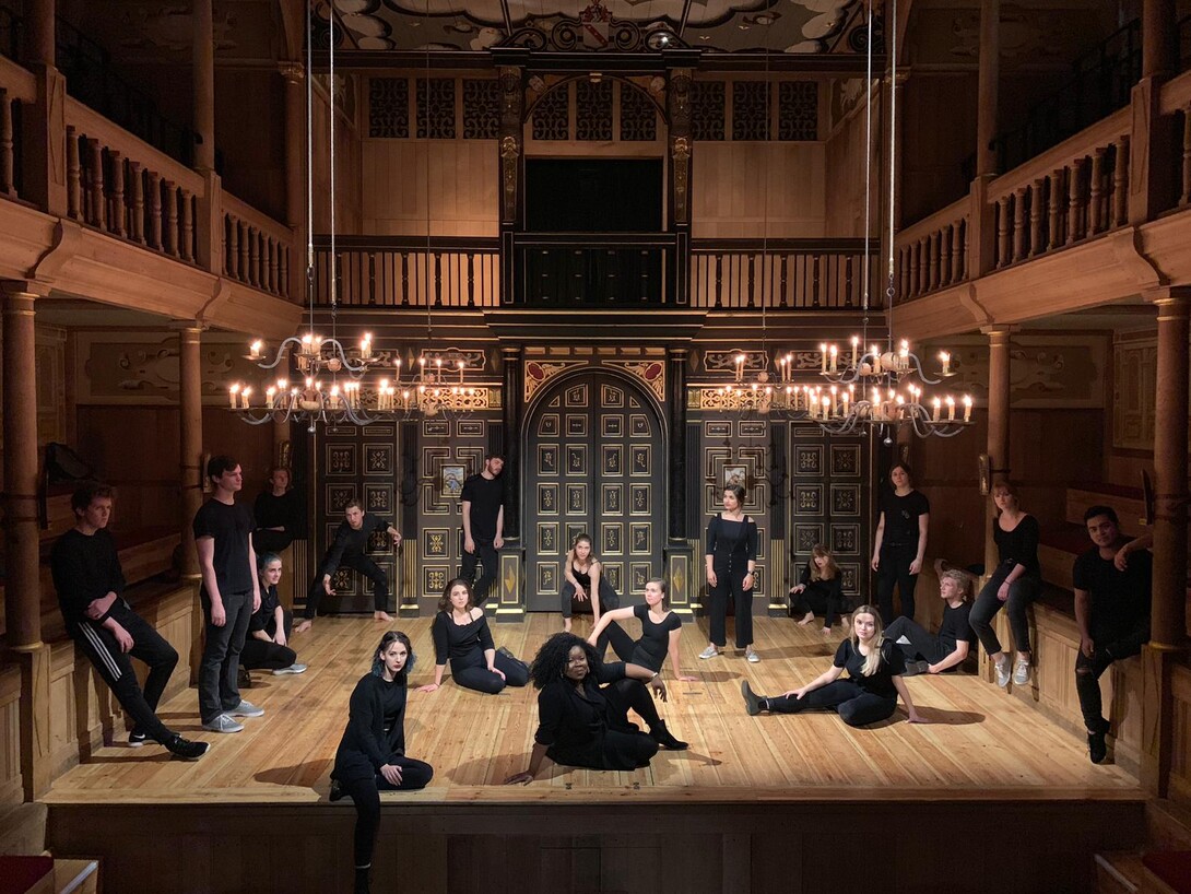 Eighteen students from the Johnny Carson School of Theatre and Film studied at London’s Globe Theatre this summer. They will present a Globe Theatre Showcase on Sept. 9. Courtesy photo.