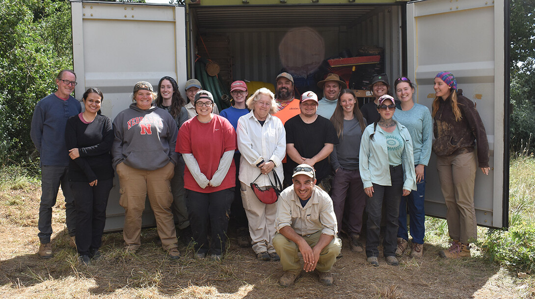  Team photograph with UNL students. Former students, and faculty; a retired Nebraska State Patrol officer; a representative from India’s National Forensic Sciences University in Gandhinagar, Gujarat, and a student from Eastern New Mexico University in Portales, NM.