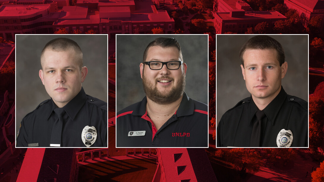 University Police Department award winners include (from left) Eric Fischer, Zachary Fischer and 