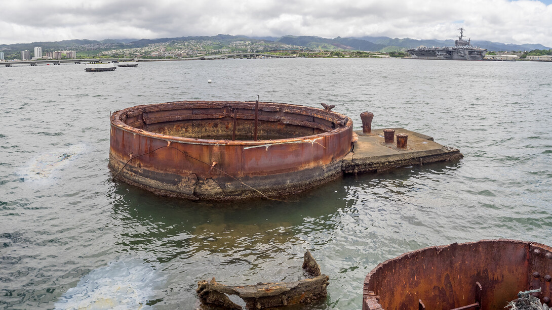 Remains of the USS Arizona in Pearl Harbor, Hawaii.