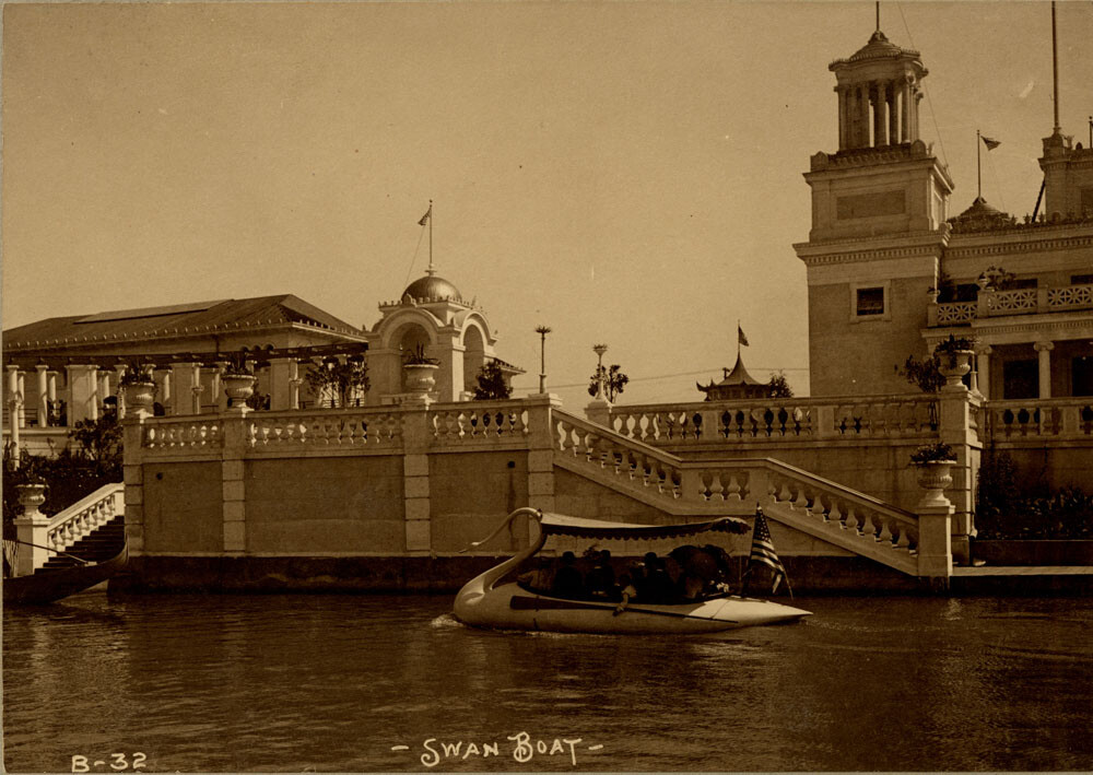 Picture of a Swan Boat at the 1898 Trans-Mississippi Exposition and International Exposition in Omaha. The fair is a backdrop for a new book by UNL's Timothy Schaffert.