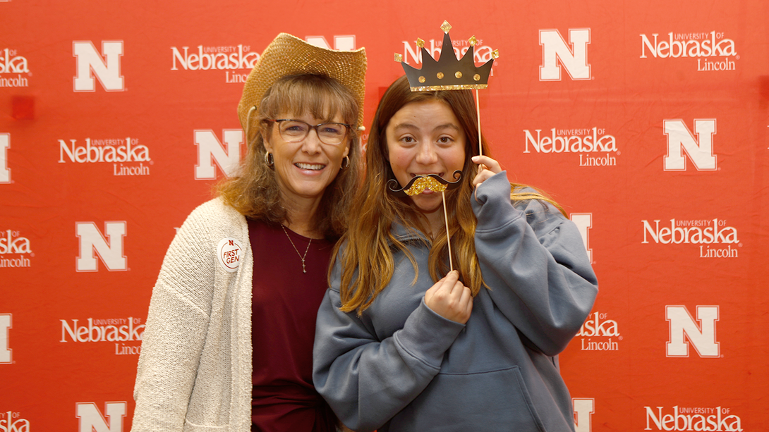 Amy Goodburn, co-chair of First Generation Nebraska and student Sammy Smith pose at the First Gen Resource Fair on Nov. 8. 