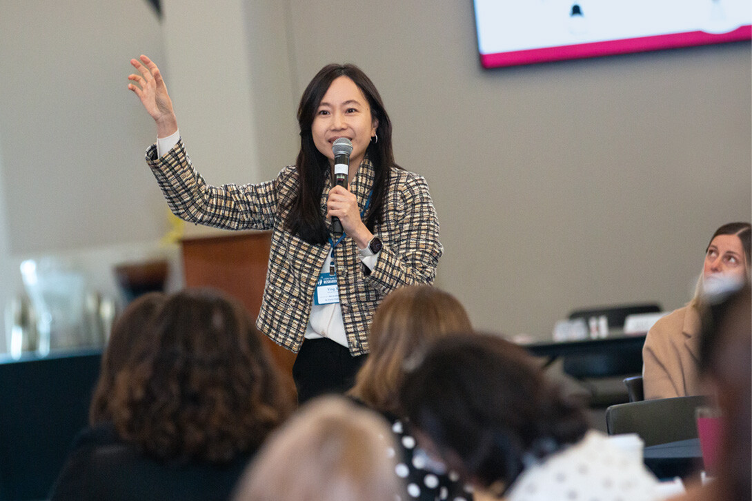 Ying Xu, assistant professor of education at Harvard University, outlines the role and impact of artificial intelligence on children at the 2026 CYFS Early Childhood Research Summit at Nebraska Innovation Campus. (Kyleigh Skaggs, Kindred Media)